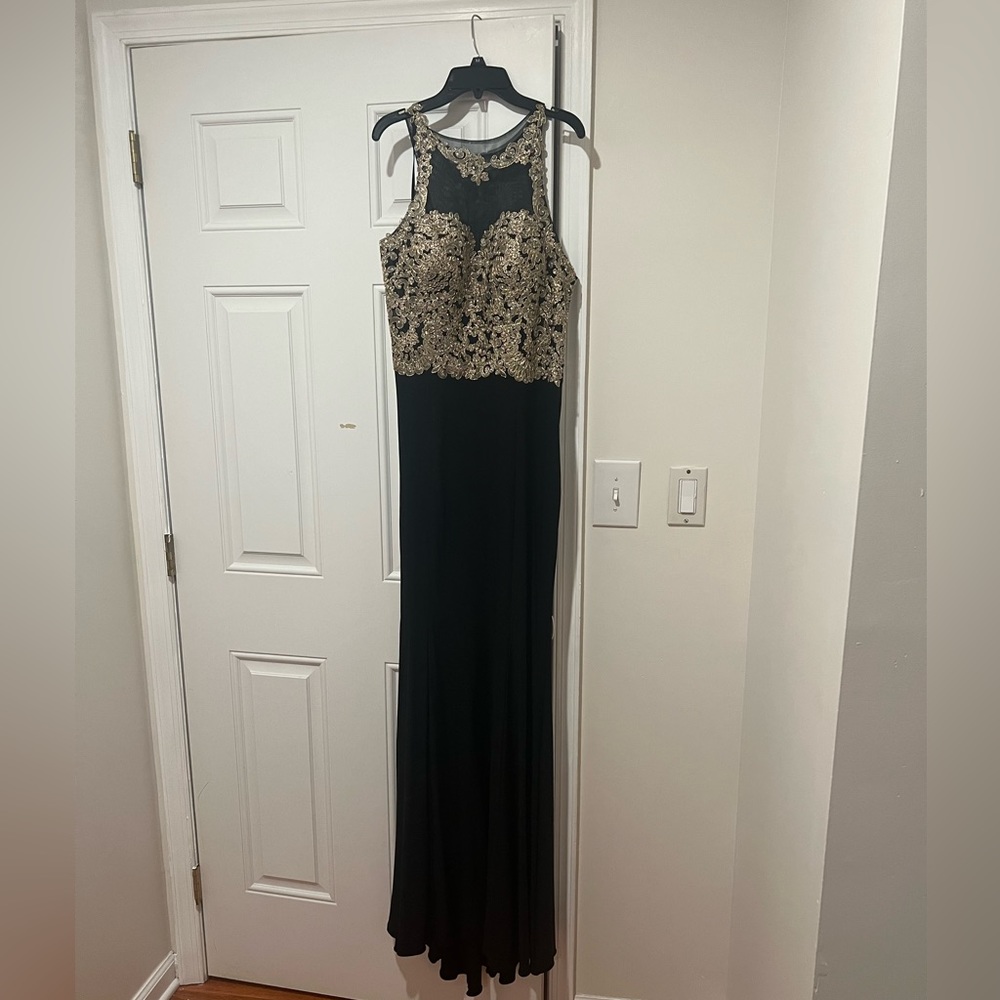 Embroidered Halter Neck Evening Dress